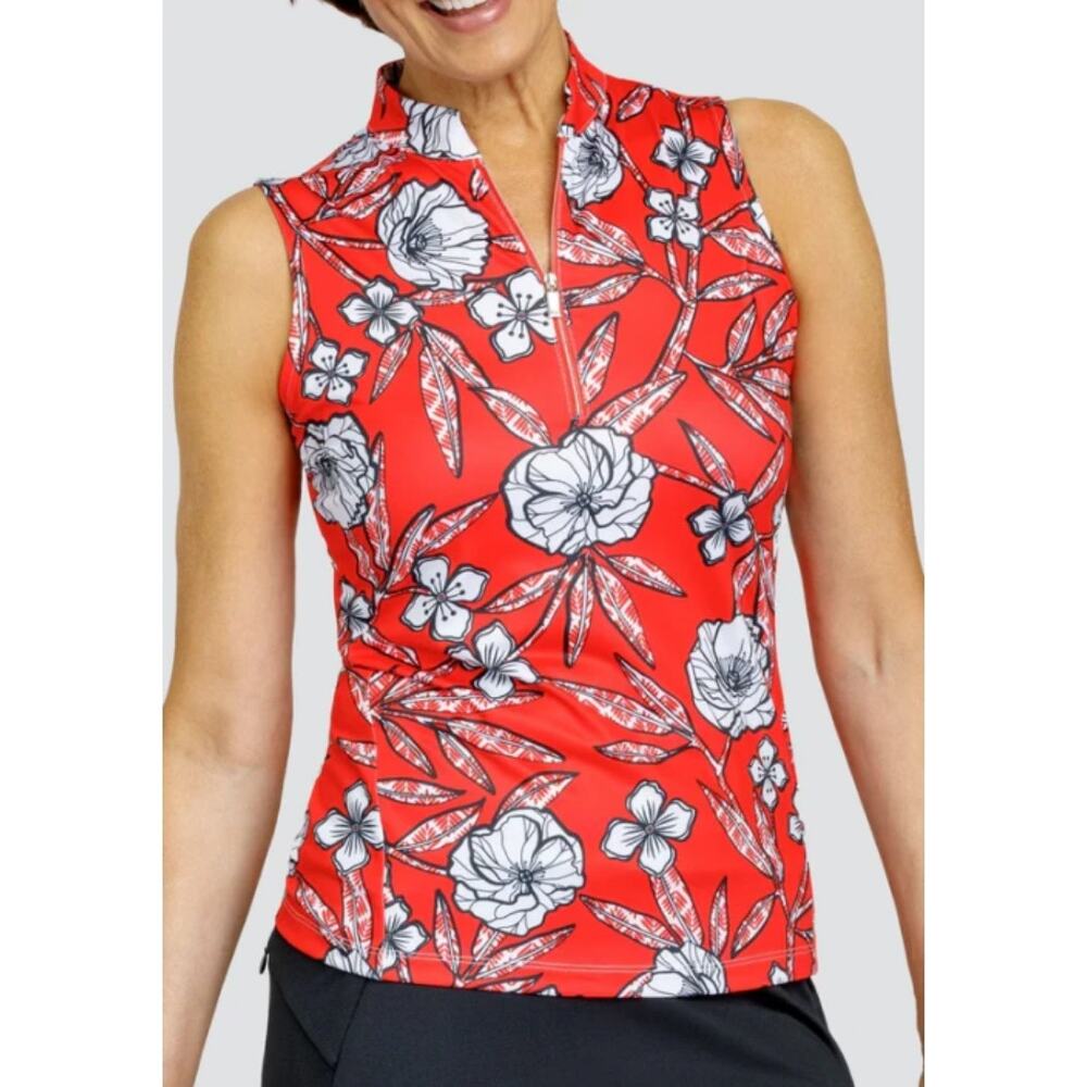 TAIL Soria Golf Top Womens Medium Palacio Garden Floral 1/4 Zip UPF 50 Tank